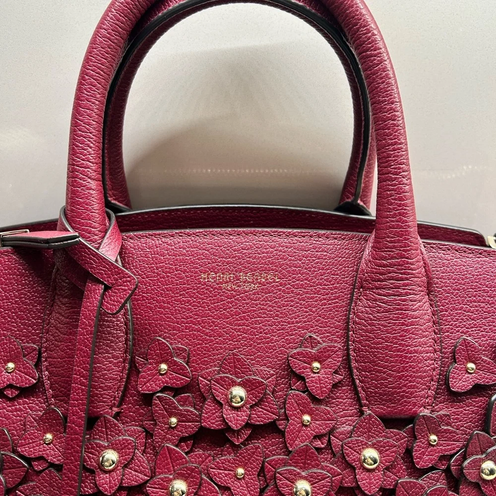 Henri Bendel Burgundy Floral Satchel - Picture 2 of 11